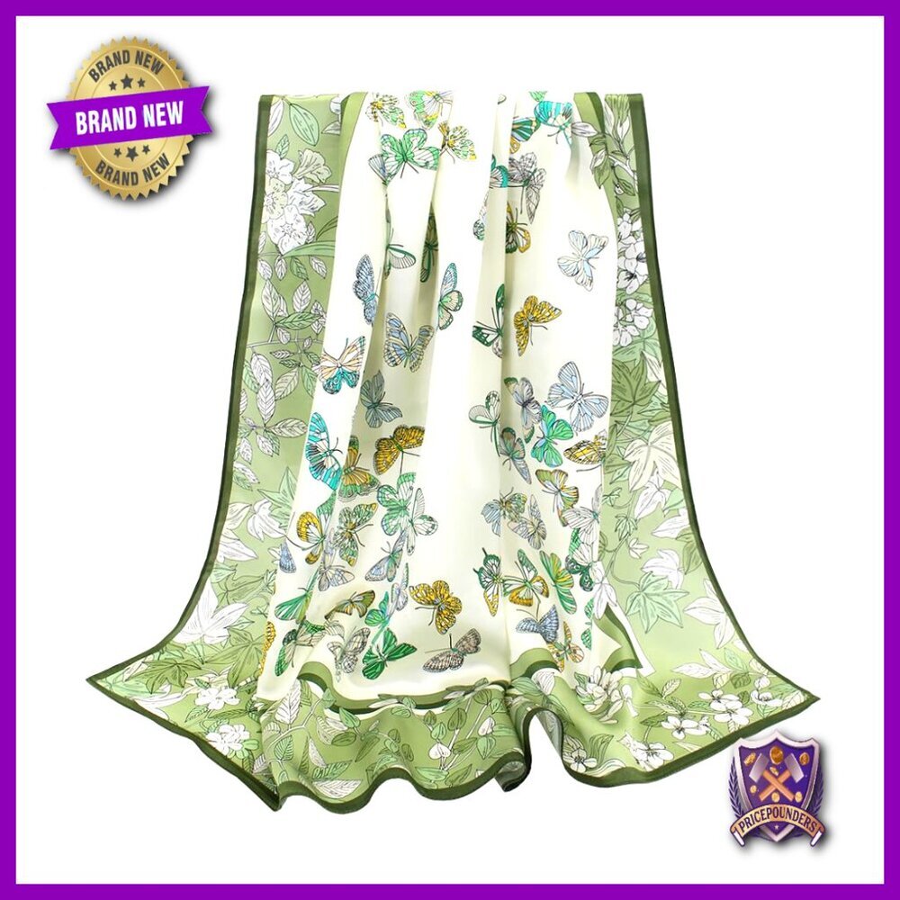 Large Square 100% Mulberry Silk Scarf 35" Lightweight Versatile Head Wrap